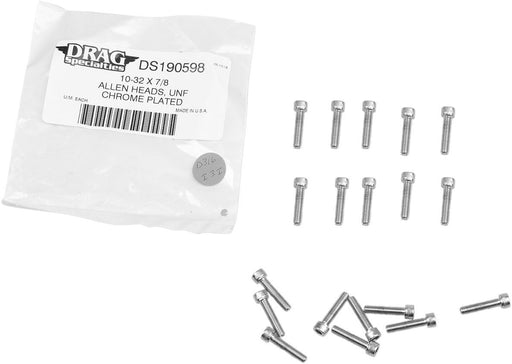 Drag Specialties Socket-Head Bolt 10-32X0.875 Knurled Chrome - Part #DS190598 - Hogparts UK