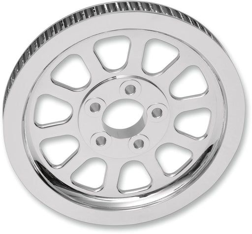 Drag Specialties Rear Belt Pulley 10-Spoke Chrome 66T - Part #12010542 - Hogparts UK