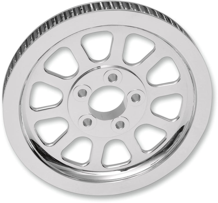 Drag Specialties Rear Belt Pulley 10-Spoke Chrome 66T - Part #12010542 - Hogparts UK