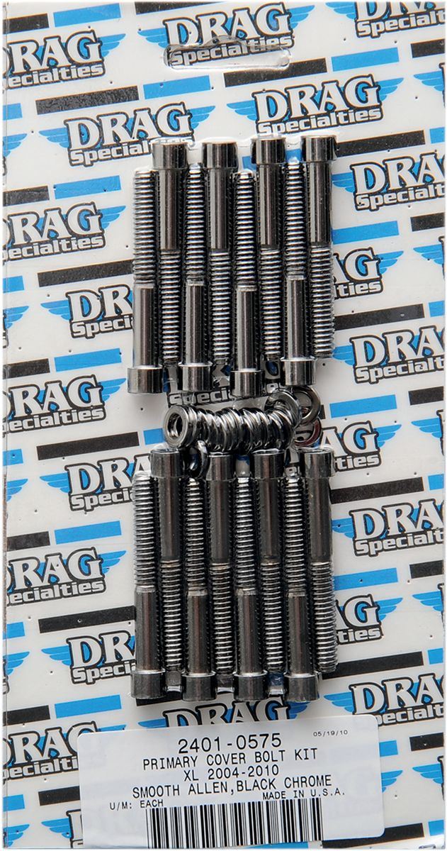 Drag Specialties Black Chrome Socket-Head Primary Cover Bolt Kit Smooth - Part #24010575 - Hogparts UK