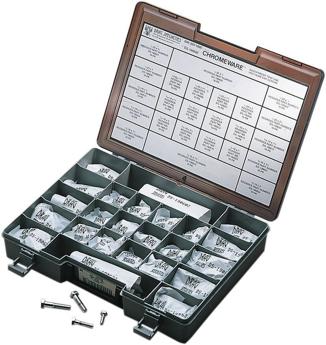 Drag Specialties Hex-Head Bolt Assortment UNC Chrome - Part #DS190600 - Hogparts UK