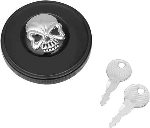Drag Specialties Gas Cap Screw-In Locking Skull Non-Vented Black - Part #07030691 - Hogparts UK