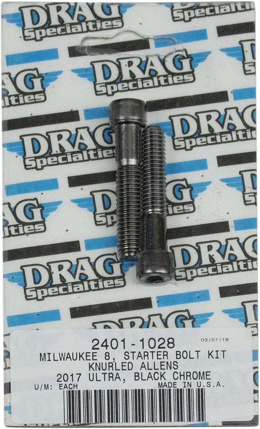 Drag Specialties Bolt Kit M8 Starter Knurled Allen Head Black - Part #24011028 - Hogparts UK
