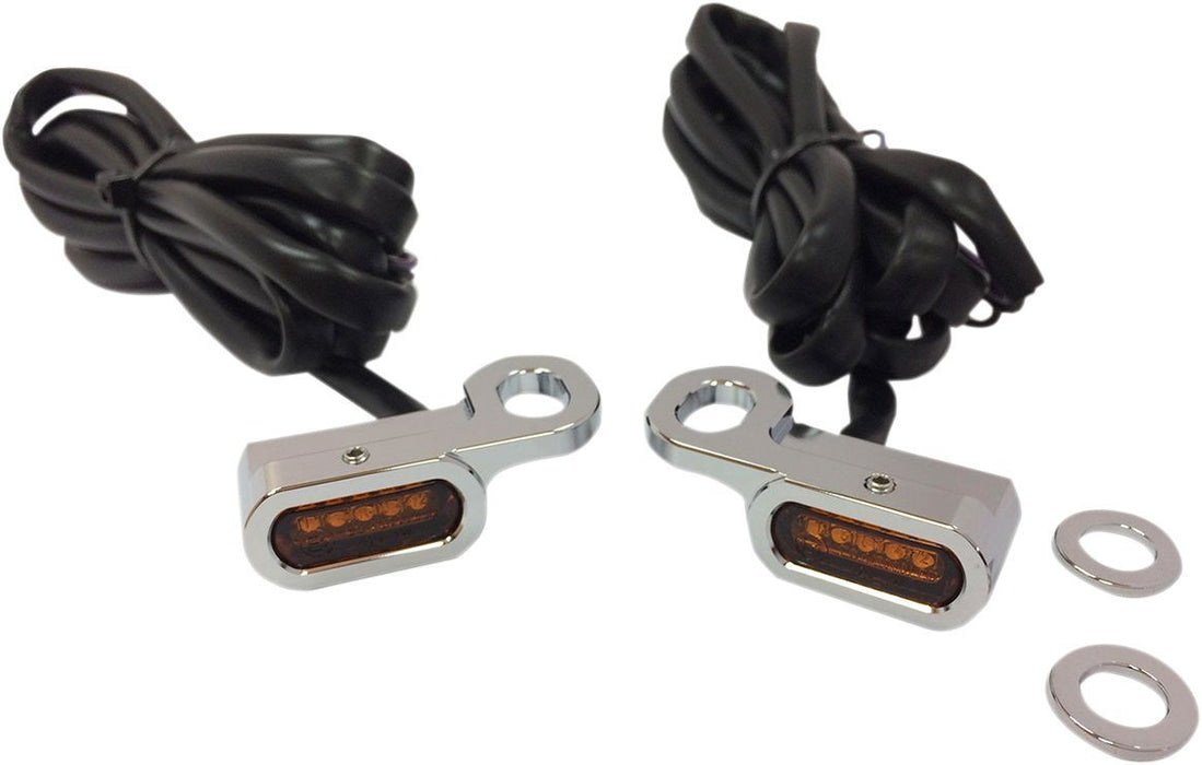 Drag Specialties Lights Marker Handlebar Chrome/Amber Led - Part #20402128 - Hogparts UK