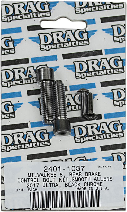 Drag Specialties Bolt Kit M8 Rear Brake Control Smooth Socket Head Black - Part #24011037 - Hogparts UK