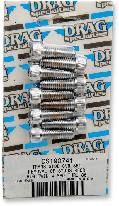 Drag Specialties Chrome Socket-Head Kicker Cover Bolt Kit Knurled - Part #DS190741 - Hogparts UK