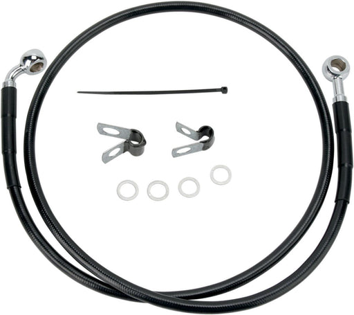 Drag Specialties Front Brake Line Black Vinyl Coated Stainless Steel Extended 4" - Part #17412534 - Hogparts UK