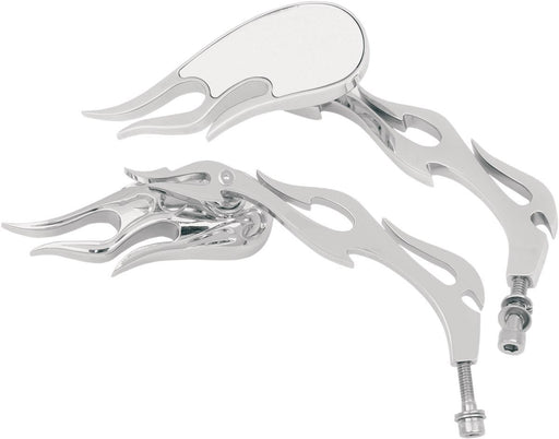 Drag Specialties Mirror Flame W/ Flame Stem Chrome - Part #06400219 - Hogparts UK