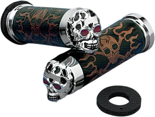 Drag Specialties Grips Skull W/ Red Eyes - Part #DS243256 - Hogparts UK
