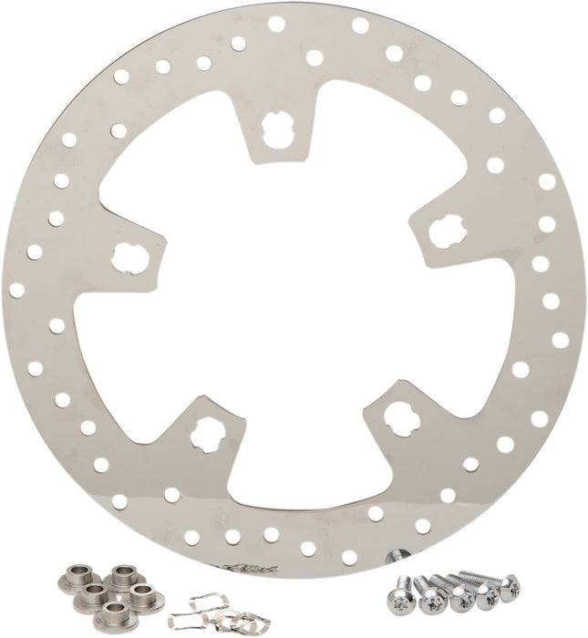 Drag Specialties Polished Stainless Steel Drilled Front Brake Rotor - Part #17102403 - Hogparts UK