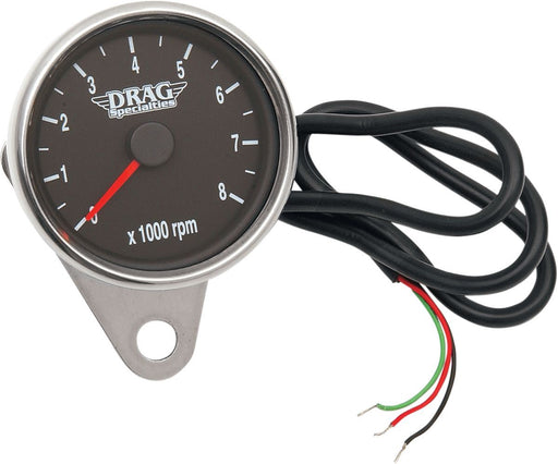 Drag Specialties 2.4" Tachometer 8000Rpm Led Chrome Black Face Red Needle - Part #22110031 - Hogparts UK
