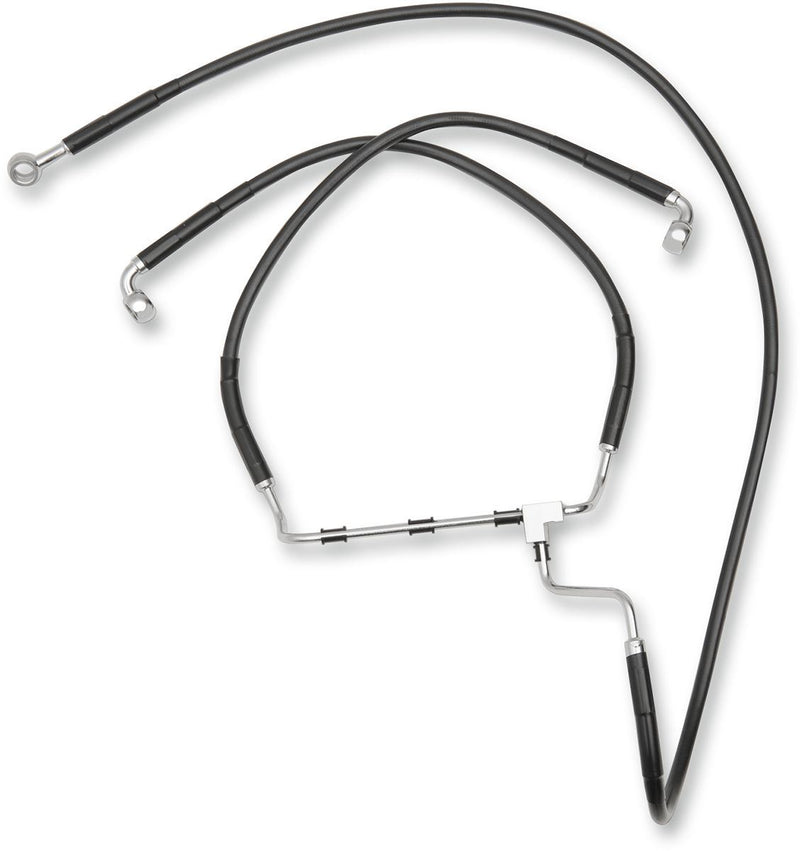 Drag Specialties Black Vinyl/Stainless Extended Length Front Brake Line Kit - Part #17413982 - Hogparts UK