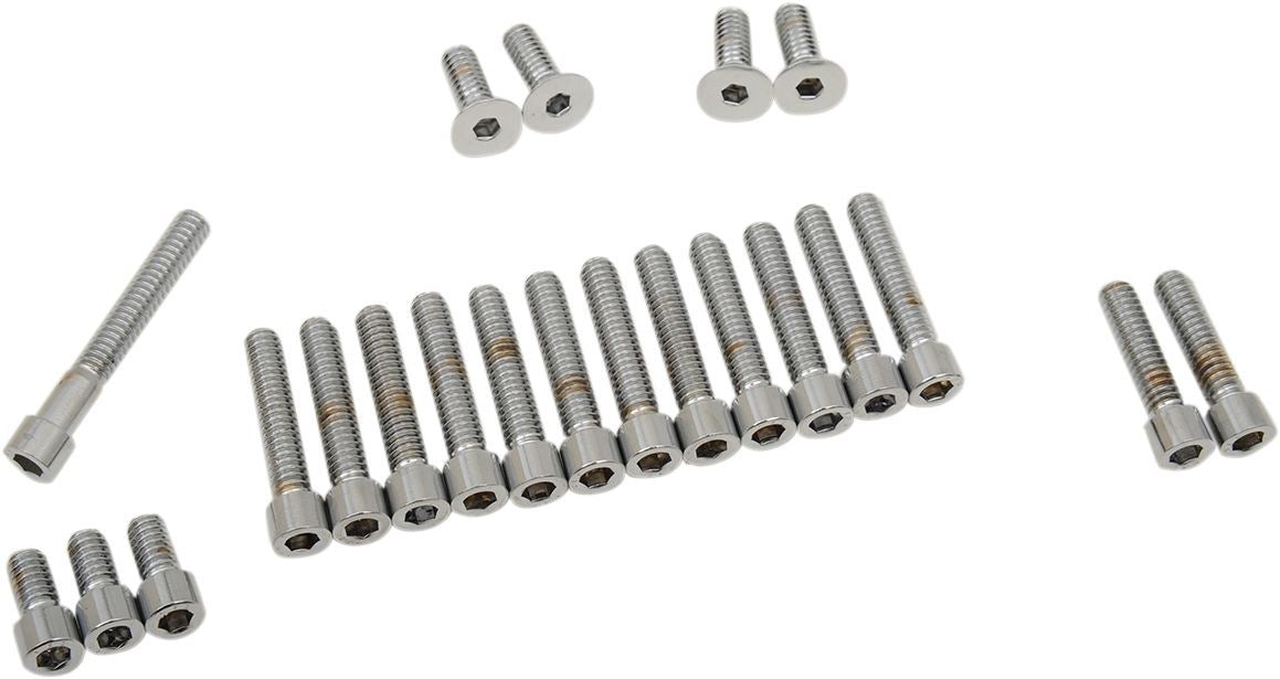 Chrome Socket-Head Cam/Primary Cover Bolt Set - Part #DS190755S - Hogparts UK