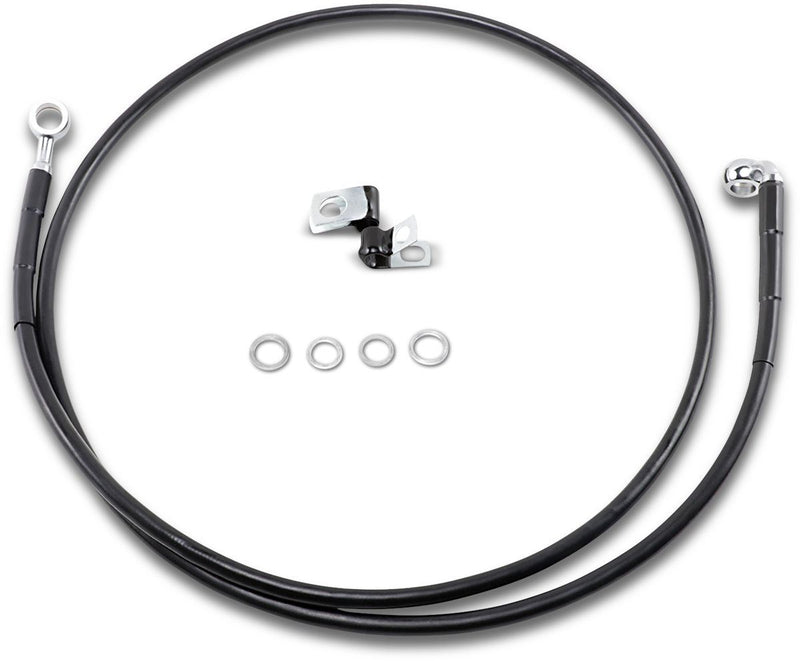 Drag Specialties Front Brake Line Black Vinyl Coated Stainless Steel Extended 10" - Part #17412549 - Hogparts UK