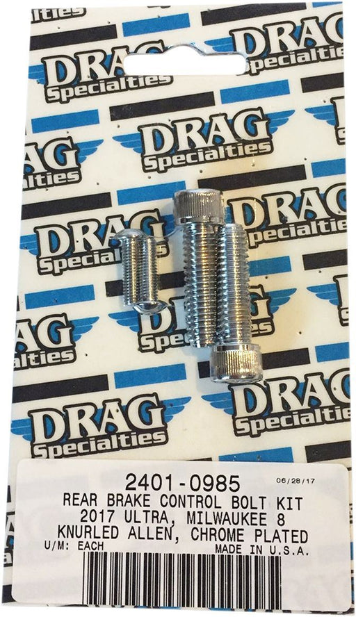 Drag Specialties Bolt Kit M8 Rear Brake Control Knurled Allen Head Chrome - Part #24010985 - Hogparts UK